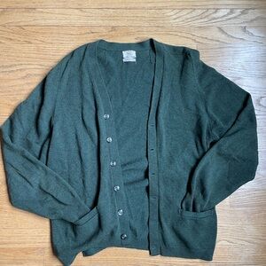 Rare Vintage Alan Paine Green Cotton Cardigan Made in England Men’s Size 40